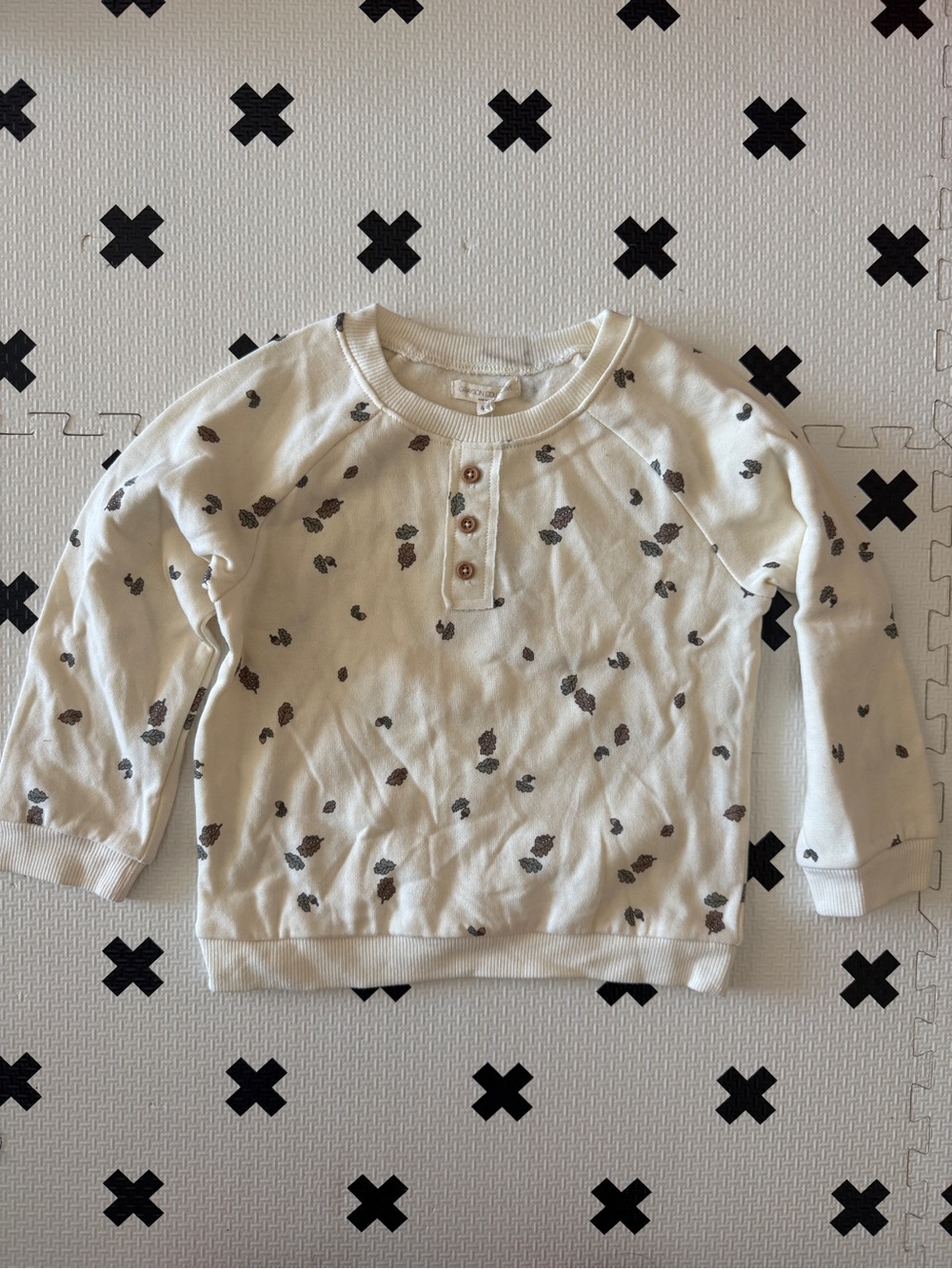 Grayson Collective Fall Leaves Henley sweatshirt in Cream size 4T NWT